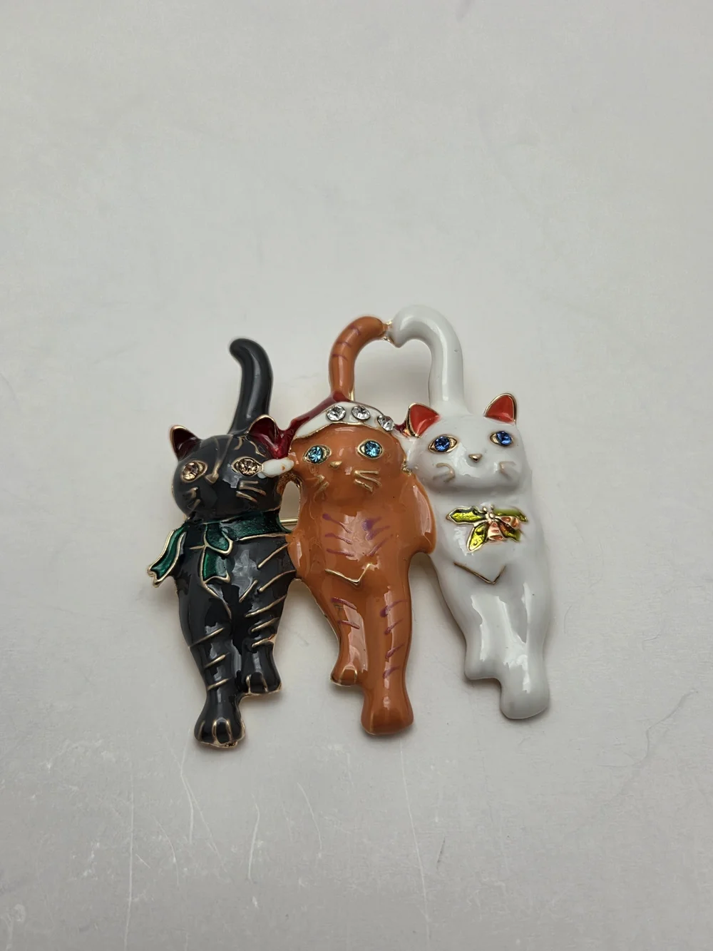 Christmas Brooch Set • Snowflake, Cat Pendant Brooch & Holiday Wreath